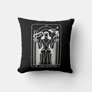Tarot High Priestess Female Weed Smoking Occult Cushion