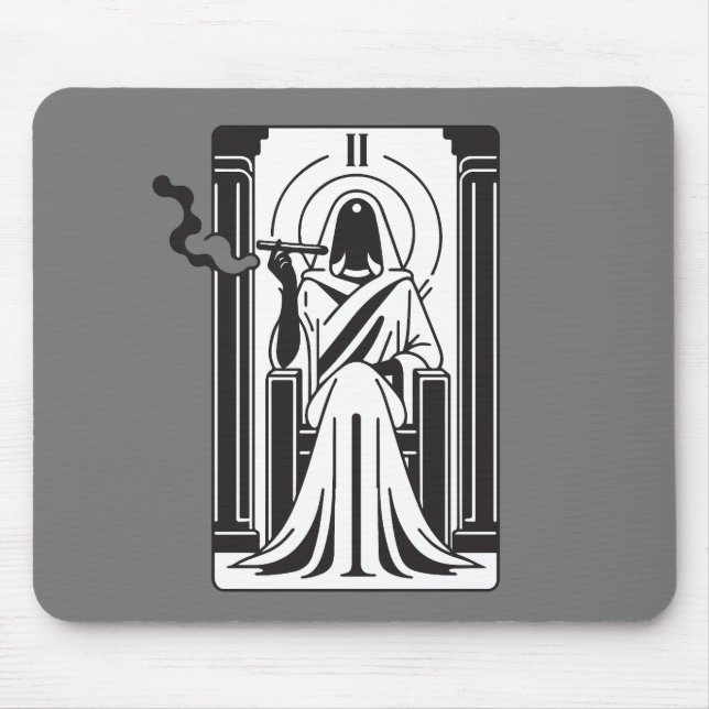 Tarot High Priestess Weed Smoking Occult Mouse Pad (Front)