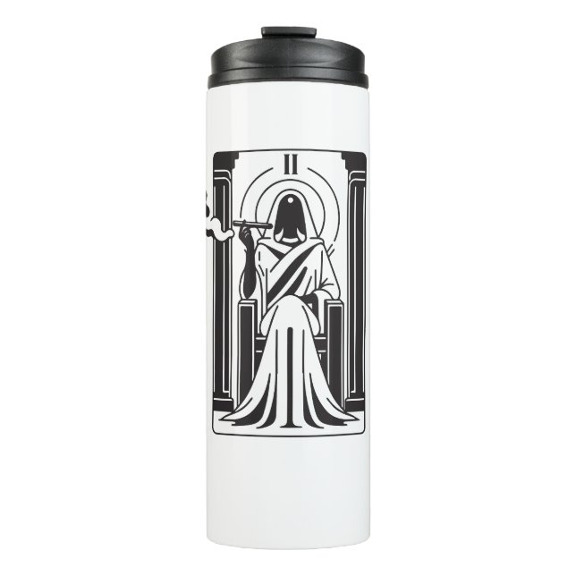 Tarot High Priestess Weed Smoking Occult Thermal Tumbler (Front)