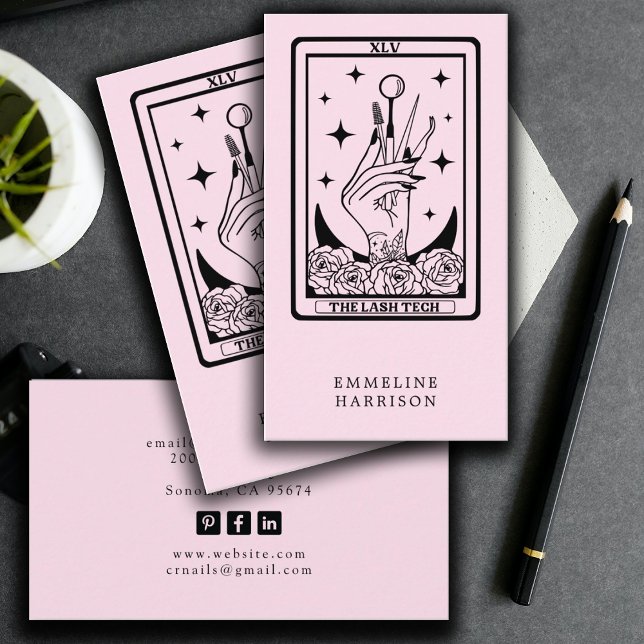Tarot Lash Specialist Pink Business Card (Creator Uploaded)