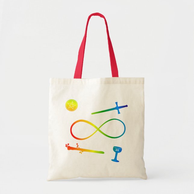 Tarot Lemniscate: The Magician & Elements Rainbow Tote Bag (Front)
