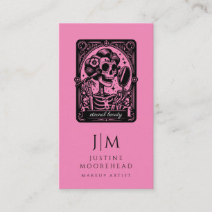 Tarot Makeup Artist Skeleton Hot Pink Business Card
