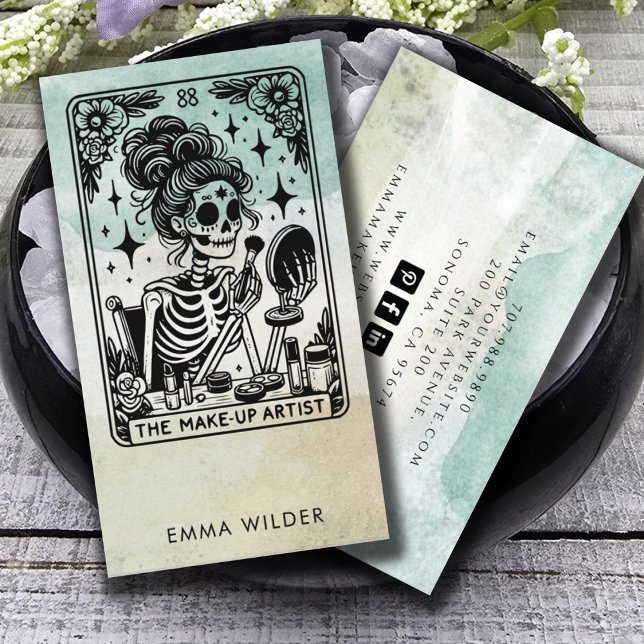 Tarot Makeup Artist Watercolor Business Card (Creator Uploaded)