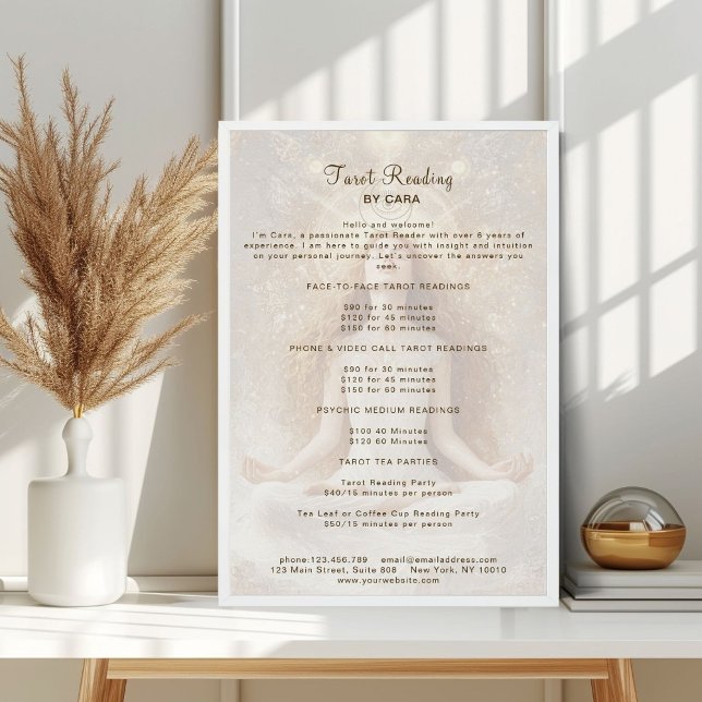 Tarot Mystic Woman Eye Moon Gold Price List Poster (Tarot Mystic Woman Eye Moon Gold Price List Poster)