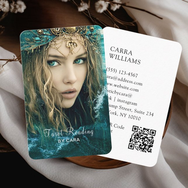 Tarot, Mystic Woman QR Code Business Card (Tarot, Mystic Woman QR Code Business Card)