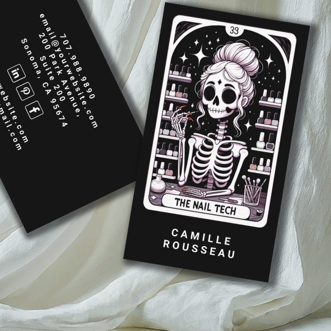 Tarot Nail Technician Black Business Card (Creator Uploaded)