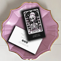 Tarot Nail Technician Black White Business Card