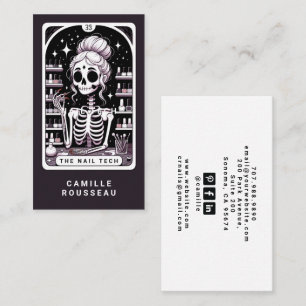 Tarot Nail Technician Rose Black Business Card