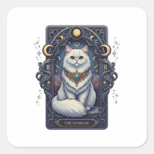 Tarot Persian – The Familiar Halloween Cat Square Sticker