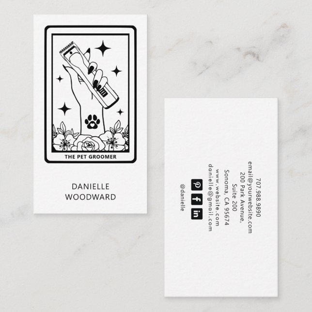 Tarot Pet Groomer Business Card (Front/Back)