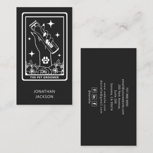 Tarot Pet Groomer Business Card (Front/Back)