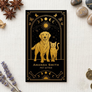 Tarot Pet Sitter Black Gold Mystical Business Card