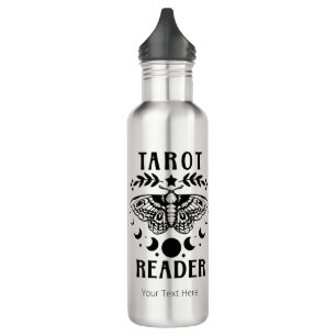 Tarot Reader Moon Phase Galaxy Stars Moth leaves 710 Ml Water Bottle