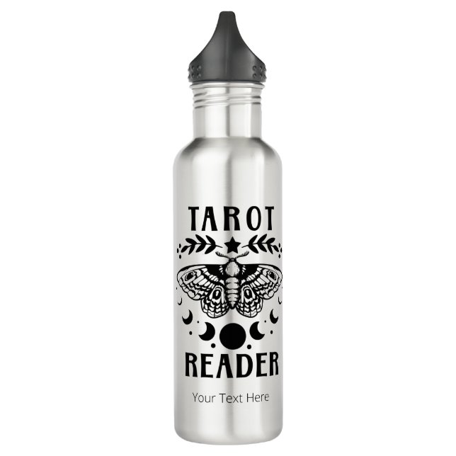 Tarot Reader Moon Phase Galaxy Stars Moth leaves 710 Ml Water Bottle (Left)