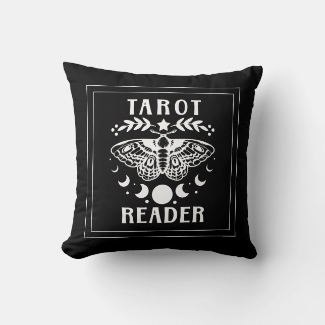 Tarot Reader Moon Phase Galaxy Stars Throw Pillow (Front)