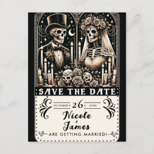 Tarot Skeletons Bride Groom Wedding Save the Date Announcement Postcard
