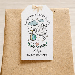 Tarot Stork Baby Boy Shower Thank You Favor Gift Tags