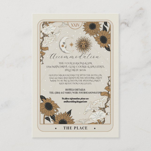 Tarot Sun Moon Aligned Accommodation Wedding Cards (Front)