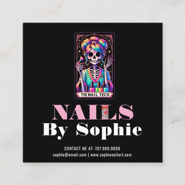 Tarot Theme Nail Tech Nail Art Business Card (Front)