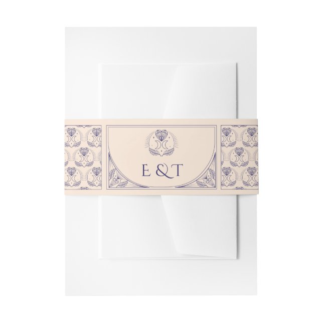 Tarot Wedding Mystic Heart Cutlery Band Flower Invitation Belly Band (Front Example)