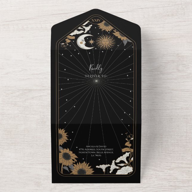 Tarot Wedding & RSVP Sun Moon Aligned Invite (Outside)