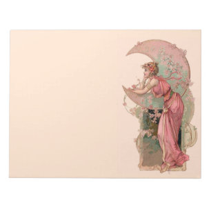 TAROTS/ LADY OF THE MOON, FLOWERS IN PINK NOTEPAD