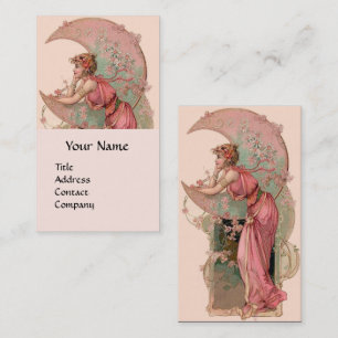 TAROTS / LADY OF THE MOON WITH FLOWERS IN PINK BUSINESS CARD