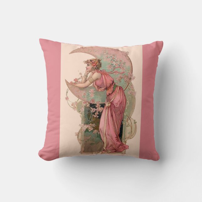 TAROTS / LADY OF THE MOON WITH FLOWERS IN PINK CUSHION (Front)