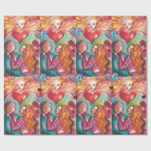 TAROTS LOST SHADOWS,LOVERS Valentine's Day Hearts Wrapping Paper