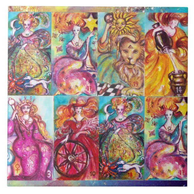 TAROTS OF THE LOST SHADOWS /STAR,MOON,SUN,EMPRESS CERAMIC TILE (Front)