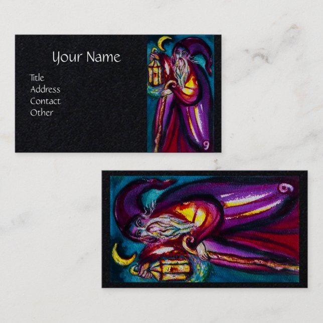 TAROTS OF THE LOST SHADOWS ,THE HERMIT Black Paper Business Card (Front/Back)