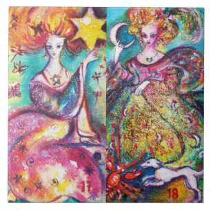 TAROTS OF THE LOST SHADOWS /THE MOON AND THE STAR  CERAMIC TILE