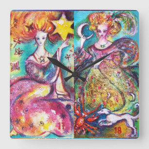 TAROTS OF THE LOST SHADOWS /THE MOON AND THE STAR SQUARE WALL CLOCK