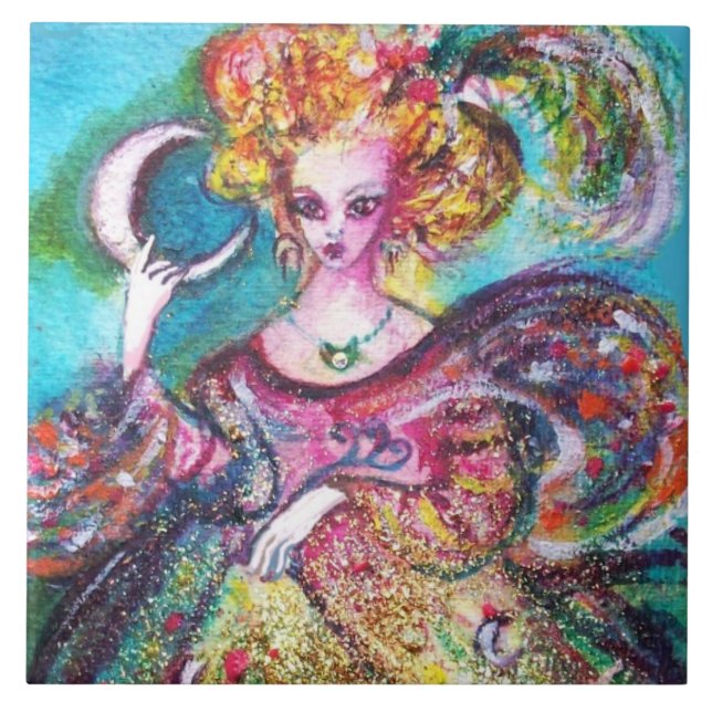 TAROTS OF THE LOST SHADOWS /THE MOON LADY  CERAMIC CERAMIC TILE (Front)