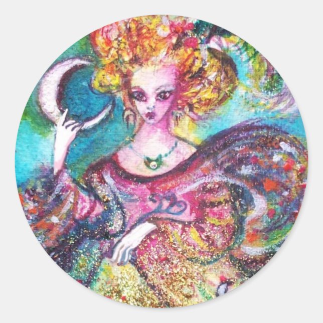 TAROTS OF THE LOST SHADOWS /THE MOON LADY CLASSIC ROUND STICKER (Front)