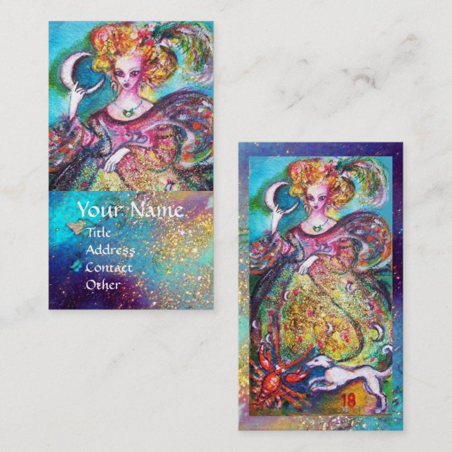 TAROTS OF THE LOST SHADOWS / THE MOON LADY IN BLUE BUSINESS CARD (Front/Back)