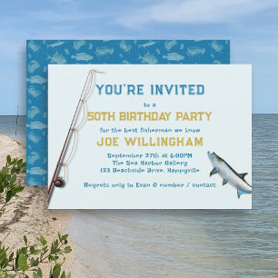 Tarpon Fishing Birthday Adult Male Party Invitation