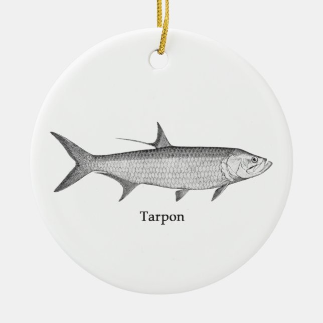 Tarpon  Logo  (line art) Ceramic Tree Decoration (Front)