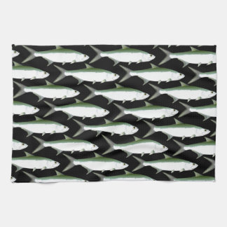 Tarpon pattern on black tea towel
