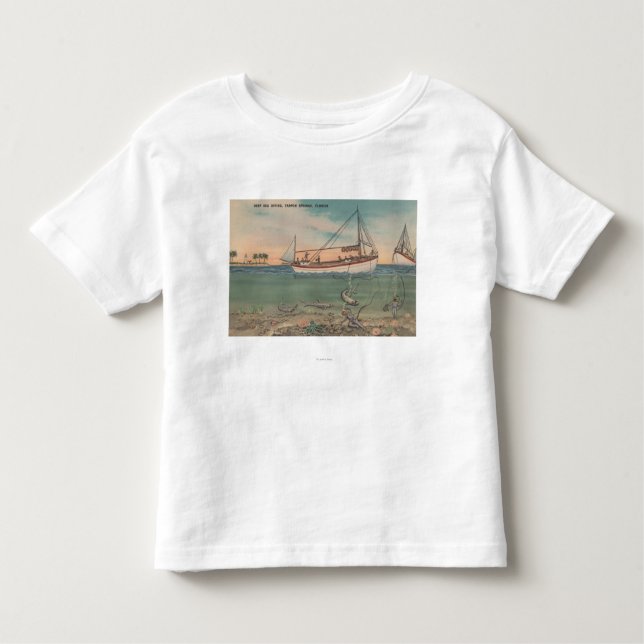 Tarpon Springs, FL - View of Boat & Deep Sea Toddler T-Shirt (Front)
