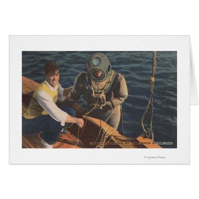 Tarpon Springs, FL - View of Diver Ascending Boa (Front Horizontal)