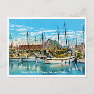 Tarpon Springs, Florida Sponge Boats Vintage Postcard