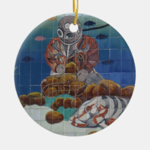 Tarpon Springs Sponge Diver Mural Ornament