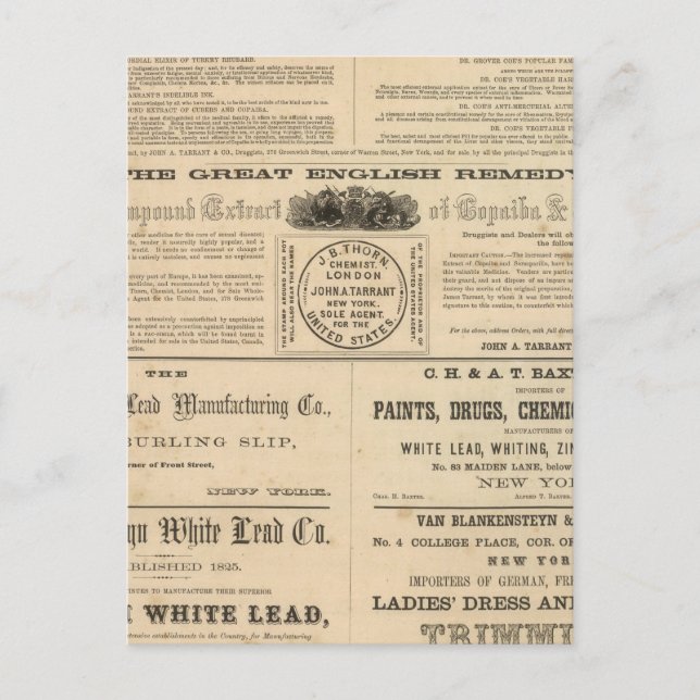 Tarrant's Preparations Postcard (Front)