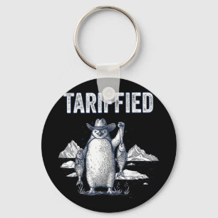 Tarrified Tariff-ied Funny Penguin Political Humou Key Ring