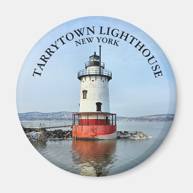 Tarrytown Lighthouse, New York Round Magnet (Front)