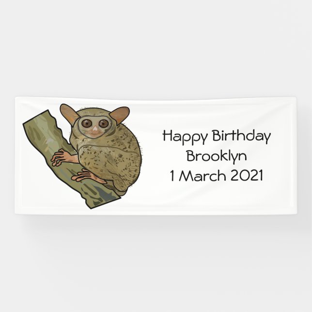 Tarsier cartoon illustration banner (Horizontal)