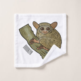 Tarsier cartoon illustration  bath towel set