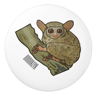 Tarsier cartoon illustration  ceramic knob