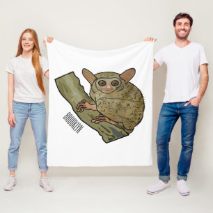 Tarsier cartoon illustration fleece blanket